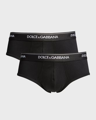 Dolce & Gabbana Mens Two-Pack Jersey Stretch Logo Briefs