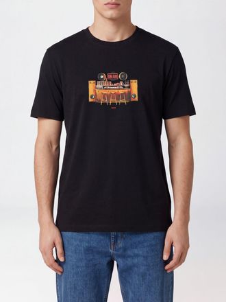 HUGO BOSS T-shirt girocollo in cotone con stampa grafica e logo a contrasto sul petto