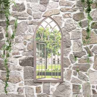 Berkfield Home Garden Mirror Sand 100x45 cm Iron for Outdoor Use in Beige