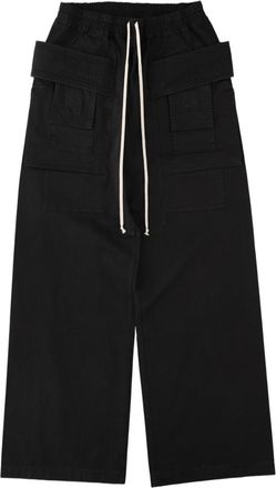 Rick Owens Black Contrast Drawstring Wide-Leg Cotton Pants