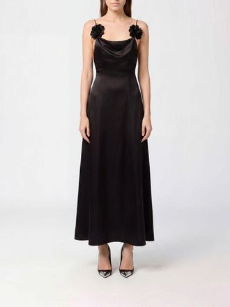 Philipp Plein Abito da cocktail midi in raso con scollo quadrato e fiore