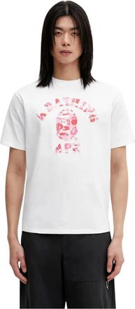 A Bathing Ape ABC Camo College Tee - Heren - T-shirts - Wit - 2XL - Katoen - Tops