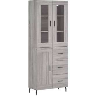 vidaXL Vidaxl - Aparador Alto Madera Contrachapada Gris Sonoma 69,5x34x180 Cm