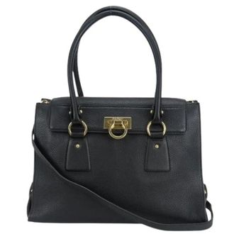 Ferragamo Pre-owned Handbags, female, Black, Size: ONE SIZE Pre-owned Leather 2way Bag