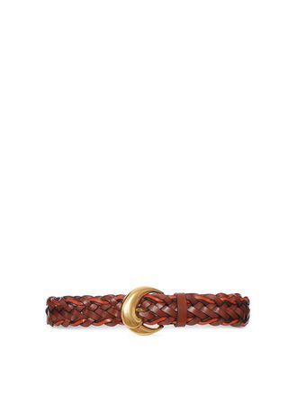 Etro Woven Leather Belt With Gold Buckle