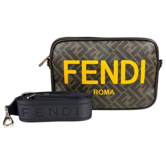 Fendi Brown Fabric Leather Shoulder Bag (Pre-Owned)