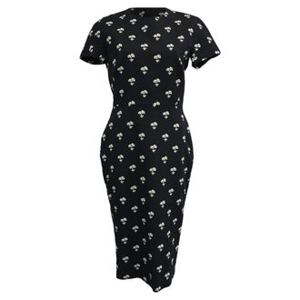 Victoria Beckham Daisy Floral Jacquard Midi Dress in Black Cotton