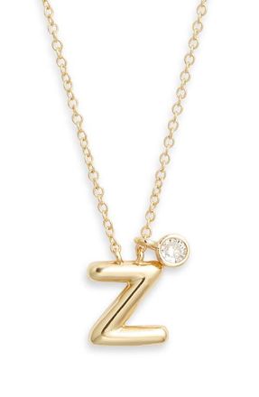 Chelsea28 Goldtone Initial Pendant Necklace in Z- Clear- Gold at Nordstrom