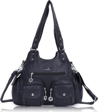 Angel Kiss Handbags for Women Large Tote Hobo Bag Soft PU Leather Multi-Pocket Shoulder Bag Top Handle Handbag, Fashion Blue