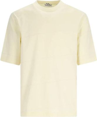 Burberry Striped Logo-Embroidered T-Shirt, Size Medium