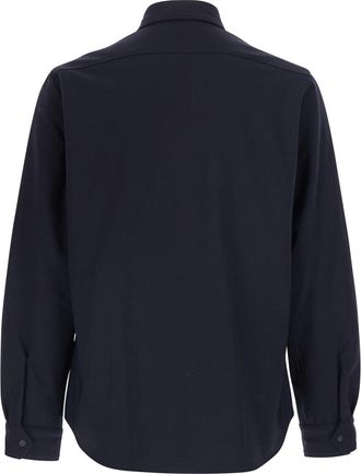 Aspesi Mens Shirt Blue Wool Blend Polyester