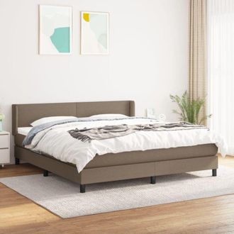 vidaXL Vidaxl - Cama Box Spring Con Colch&oacute;n Tela Gris Taupe 160x200 Cm