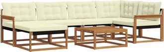vidaXL Conjunto De Sof&aacute;s De Exterior 7 Uds. Natural Y Crema Vidaxl