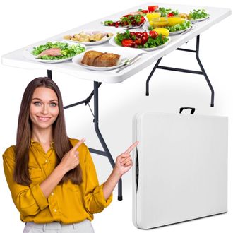 OEM Mesa De Catering Bali White Plegable En Maleta, 180 Cm, Blanca