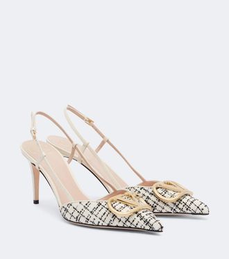 Valentino Garavani VLogo boucl&eacute; slingback pumps