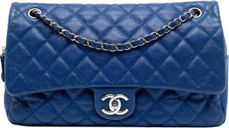 Chanel Borsa a spalla Jumbo Easy Flap in pelle Caviar trapuntata 2012-2013 - Blu