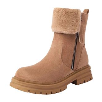 Generic Womens Ankle Snow Boots Casual Round Toe Medium Flat Heel Platform With Metal Decoration Slip On Footwear