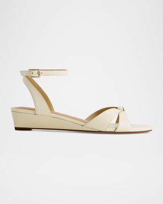 Bernardo Garcel Leather Knot Wedge Sandals
