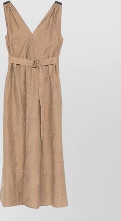 Brunello Cucinelli v-neck belted midi dress