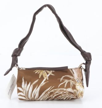 Ferragamo Brown Leather Canvas Shoulder Bag Tote Bag (Pre-Owned)