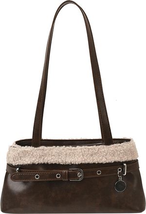 Generic Kexpery Womens shoulder bag in PU and lambswool Y2K style small vintage bag for travel, work, autumn winter