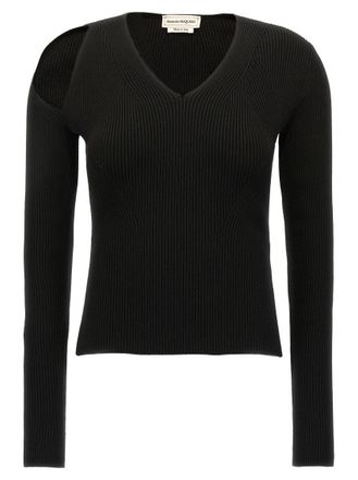 Alexander McQueen Black Knitted V Neck Sweater