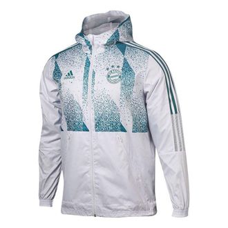 adidas FCB Windbrk Bayern Munich Soccer/Football Training Sports Hooded Jacket White GV1312
