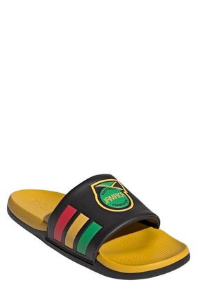 adidas Gender Inclusive Adilette Comfort 2.0 Jamacia Slide Sandal in Black/Vivid Green/Bold Gold at Nordstrom, Size 13 Womens