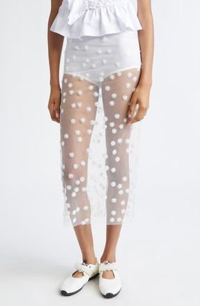 Cecilie Bahnsen Gus Sequin Blossom Sheer Tulle Skirt in White at Nordstrom, Size 0 Us