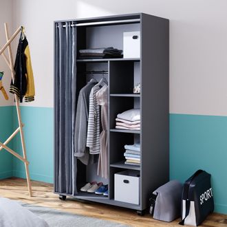 Vicco Armario De Ropa Doros, Gris, 100 X 168 Cm Con Rodillos