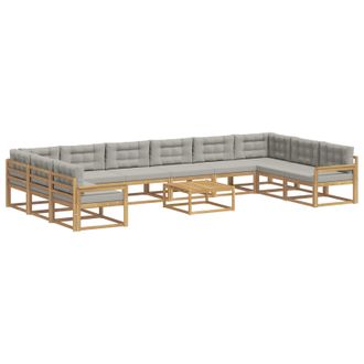 vidaXL Set Di Divani Da Esterno 11 Pz 10-posti Bianco E Grigio Chiaro Vidaxl