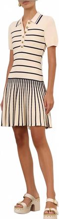 Zimmermann Luna Striped Polo Mini Dress In Cream Navy