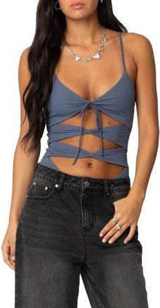 Edikted Serene Cutout Bodysuit in Navy at Nordstrom, Size X-Small