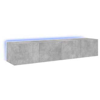 Berkfield Home TV Wall Cabinets with LED Lights 2 pcs Concrete Grey 80x35x31 cm | Size: 80 x 35 x 31 cm