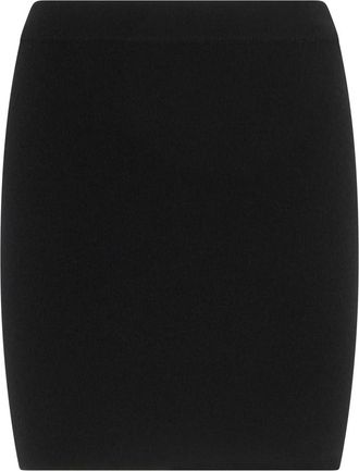 Alexander Wang Wollen Mini Rok met Logo Patch - Dames - Korte rokken - Zwart - M - Wol - Rokken