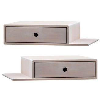 Woodek 2x mesita de noche flotante con estante en haya blanca