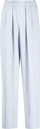 Emporio Armani pleat-detail straight-leg trousers - women - Polyester - 44 - Blue