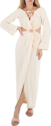 Nanushka Kacela Long Sleeve Front Slit Cut Out Dress