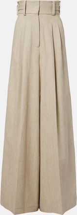 Elie Saab Linen and cotton canvas wide-leg pants