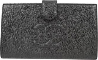 Chanel Pre-owned Leather Wallet - Dames - Vintage Accessoires - Zwart - ONE Size - Leer - Vintage