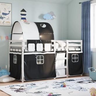 vidaXL vidaXL Letto a Castello senza Materasso Bianco e Nero 90x200cm in Pino