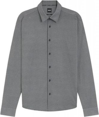 HUGO BOSS Roan Shirt - Heren - Zakelijke Overhemden - Grijs - XL - Katoen - Overhemden