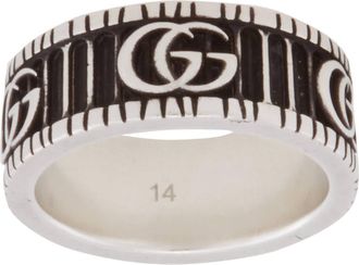 Gucci Aged Sterling Silver GG Marmont Ring, Size 16