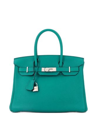 Herm&egrave;s Borsa a mano Birkin 30 in pelle Clemence con dettagli in palladio - Blu