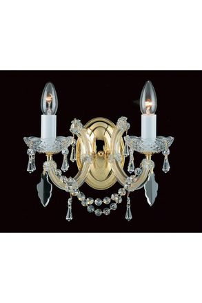 Netlighting Maria Therese 2 Light Crystal Wall Light Gold Finish