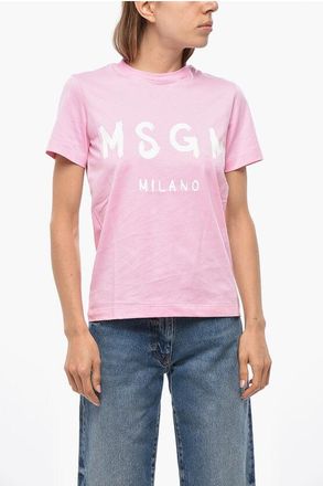 Msgm Cotton Crewneck T-Shirt with Maxi Front Logo size Xxs