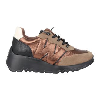 Wonders Schoenen, Dames, Veelkleurig, 39 EU, Leer, Gouden vetersneaker voor dames