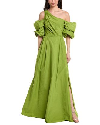 Marchesa One Shoulder A-Line Taffeta Gown