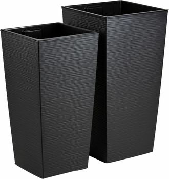 OEM Juego De 2 Macetas Altas Negras Porto Riflo