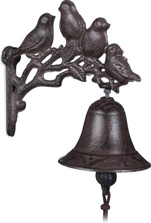 OEM Timbre De Hierro Fundido Con Motivos De P&aacute;jaros, Estilo Antiguo Y R&uacute;stico Timbre De Pared Decoraci&oacute;n, Marr&oacute;n